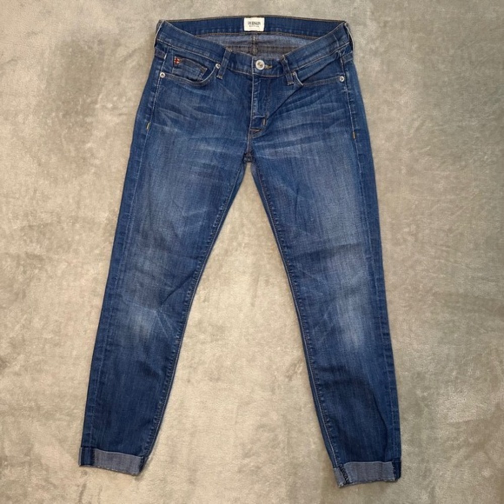 Hudson Harkin Crop Jeans Women Size 27 Blue Low Rise Super Skinny Cuffed Stretch